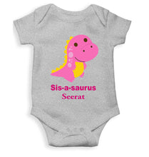 Load image into Gallery viewer, Custom Name Sis A Sauras Rakhi Rompers for Baby Girl- KidsFashionVilla

