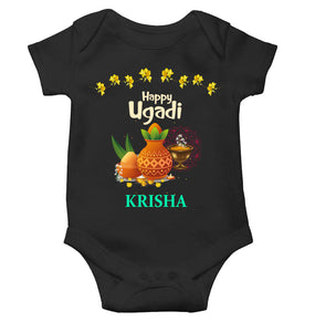 Custom Name Happy Ugadi Rompers for Baby Girl- KidsFashionVilla