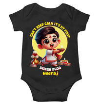 Load image into Gallery viewer, Custom Name Can Not Keep Calm It Is My First Durga Puja Rompers for Baby Boy- KidsFashionVilla
