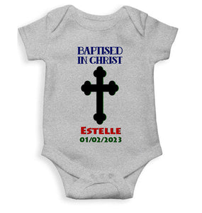 Custom Name And Date Baptised In Christ Christening Day Baptism Rompers for Baby Girl- KidsFashionVilla