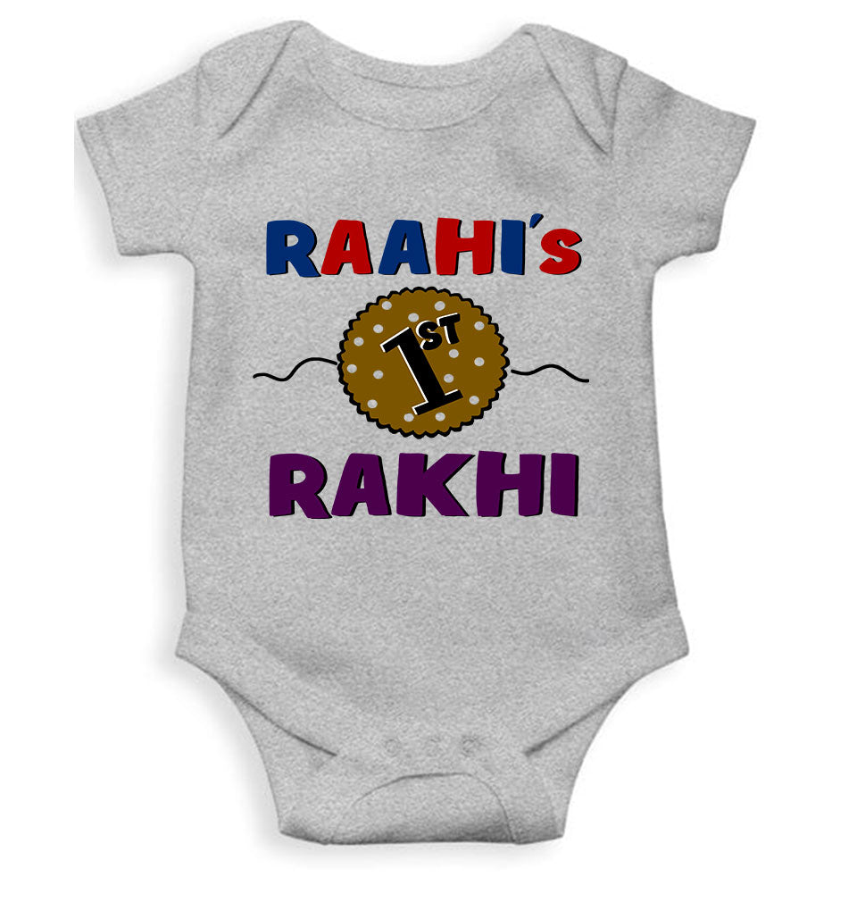 Custom Name First Rakhi Rompers for Baby Girl- KidsFashionVilla