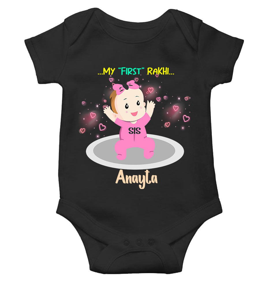 Custom Name My First Rakhi Dress Rompers for Baby Girl- KidsFashionVilla