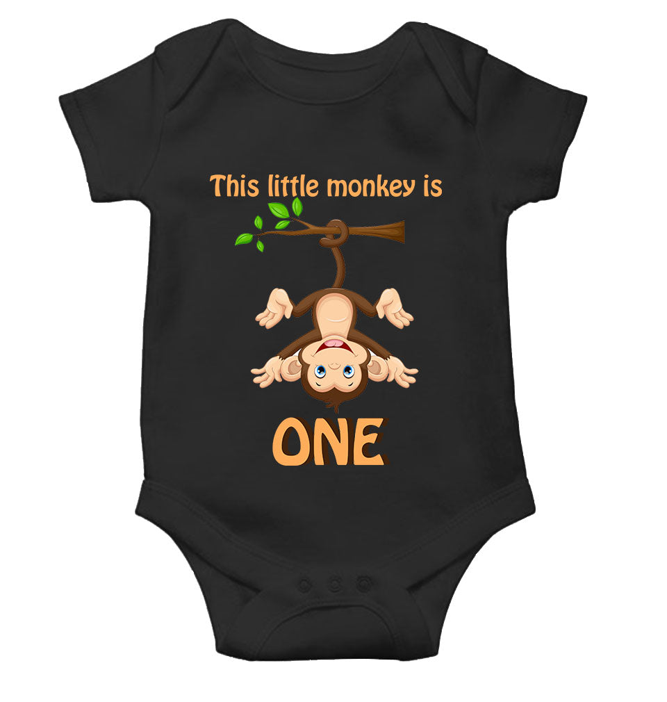 Little Monkey Is One First Birthday Rompers for Baby Girl- KidsFashionVilla