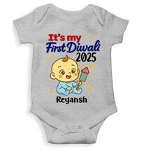 Load image into Gallery viewer, Custom Name It Is My First Diwali 2025 Rompers for Baby Boy- KidsFashionVilla
