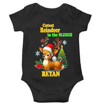 Load image into Gallery viewer, Custom Name Cutest Reindeer In The Sleigh Christmas Rompers for Baby Boy- KidsFashionVilla
