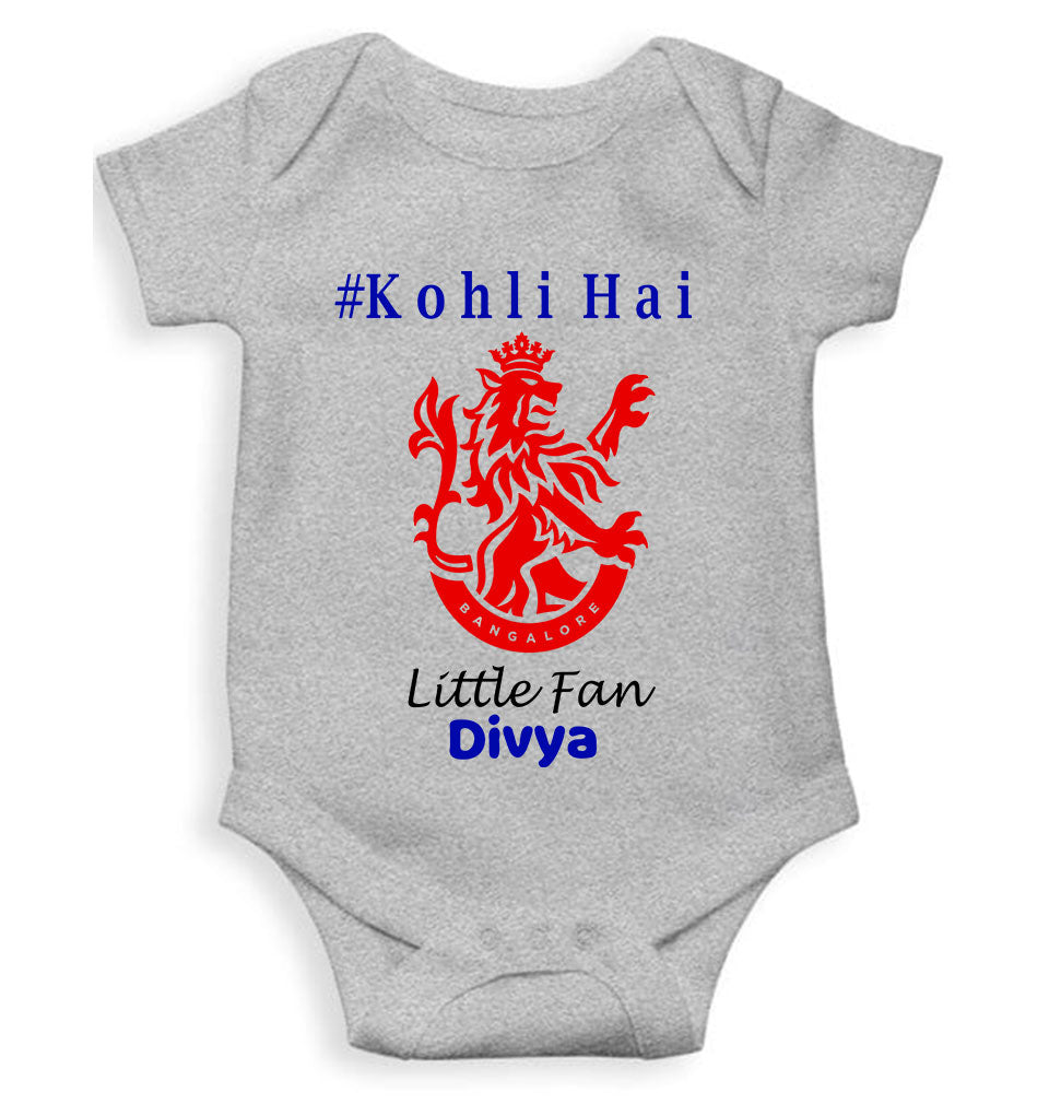 Custom Name IPL RCB Royal Challengers Bangalore Kohli Hai Rompers for Baby Girl- KidsFashionVilla