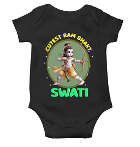 Custom Name Cutest Ram Bhakt Rompers for Baby Girl- KidsFashionVilla