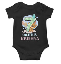 Load image into Gallery viewer, Custom Name 7 Month Birthday Teddy Design Rompers for Baby Boy- KidsFashionVilla
