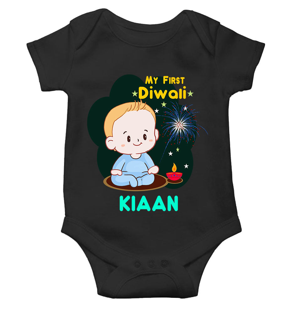 Custom Name My First Diwali Rompers for Baby Boy- KidsFashionVilla