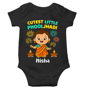 Custom Name Cutest Little Phooljhadi Diwali Rompers for Baby Girl- KidsFashionVilla