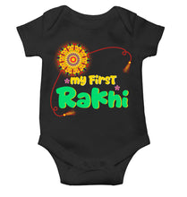 Load image into Gallery viewer, My First Meri Pehli Rakhi Raksha Bandhan Rompers for Baby Boy- KidsFashionVilla
