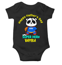 Load image into Gallery viewer, Custom Name Happy Fathers Day Super Hero Rompers for Baby Girl- KidsFashionVilla
