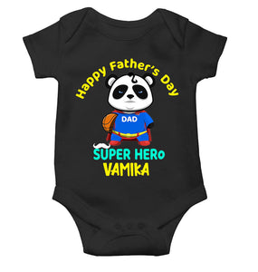 Custom Name Happy Fathers Day Super Hero Rompers for Baby Girl- KidsFashionVilla
