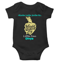 Load image into Gallery viewer, Custom Name IPL KKR Kolkata Knight Riders Korbo Lorbo Jeetbo Re Rompers for Baby Girl- KidsFashionVilla
