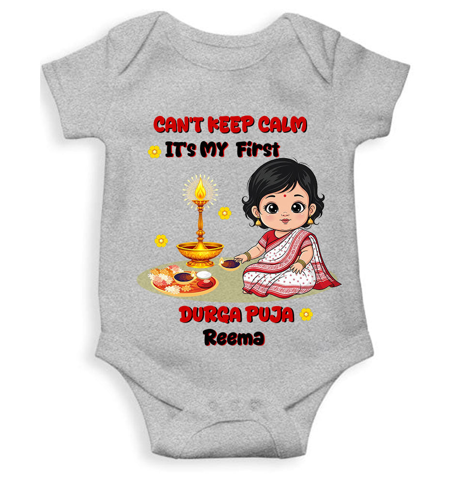 Custom Name Can Not Keep Calm It Is Time For Durga Pooja Rompers for Baby Girl- KidsFashionVilla