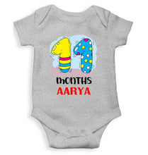 Load image into Gallery viewer, Custom Name 11 Month Birthday Teddy Design Rompers for Baby Girl- KidsFashionVilla
