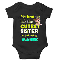 Load image into Gallery viewer, Custom Name My Brother Has Cutest Sister Raksha Bandhan Rompers for Baby Girl- KidsFashionVilla

