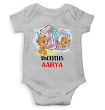 Load image into Gallery viewer, Custom Name 10 Month Birthday Teddy Design Rompers for Baby Girl- KidsFashionVilla
