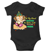 Load image into Gallery viewer, Custom Name Oh My Friend Ganesha Ganesh Chaturthi Rompers for Baby Girl- KidsFashionVilla
