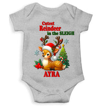 Load image into Gallery viewer, Custom Name Cutest Reindeer In The Sleigh Christmas Rompers for Baby Girl- KidsFashionVilla
