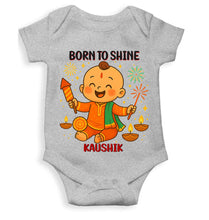 Load image into Gallery viewer, Custom Name Born To Shine Diwali Rompers for Baby Boy- KidsFashionVilla
