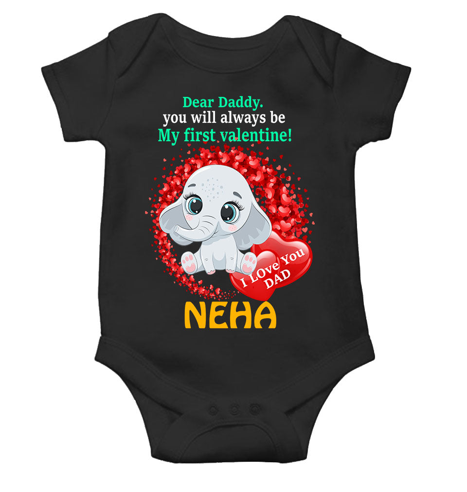 Custom Name Daddy Always Be My First Valentine Rompers for Baby Girl- KidsFashionVilla
