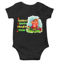 Load image into Gallery viewer, Custom Name Ganpati Bappa Mourya Ganesh Chaturthi Rompers for Baby Girl- KidsFashionVilla
