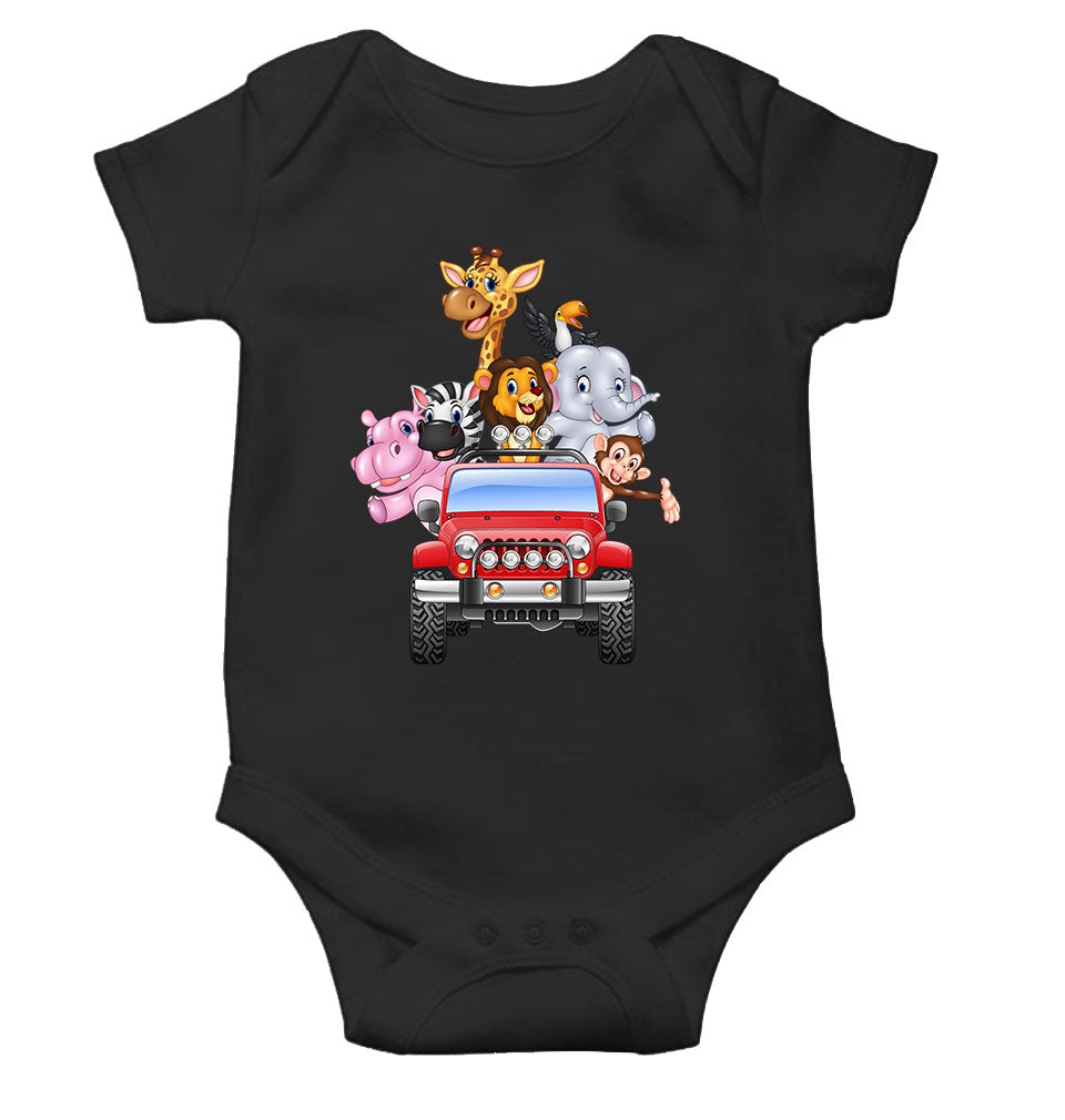 Jungle Jeep Cartoon Rompers for Baby Girl- KidsFashionVilla