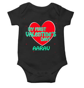 Custom Name 1st Valentine Rompers for Baby Boy- KidsFashionVilla
