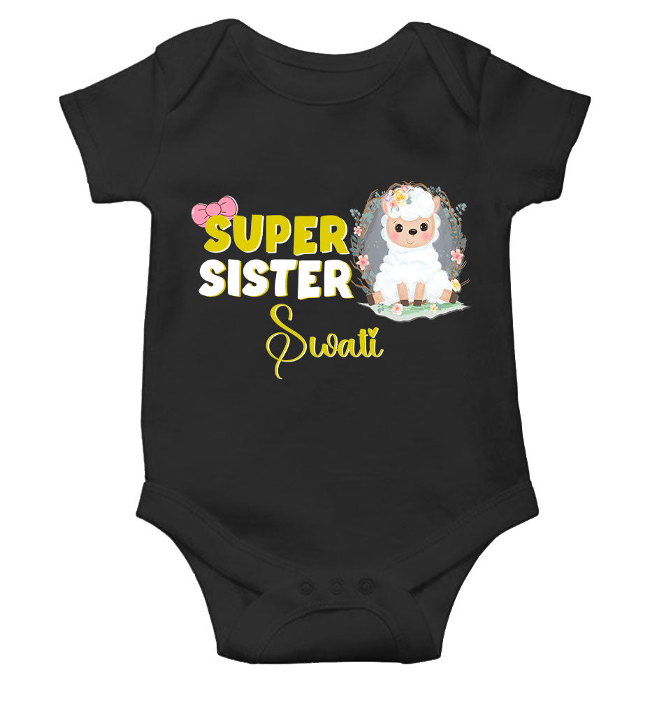 Custom Name Super Sister Raksha Bandhan Rompers for Baby Girl- KidsFashionVilla