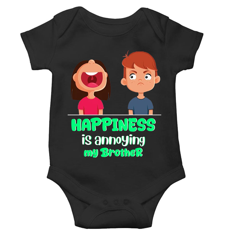 Happiness Is Annoying My Brother Raksha Bandhan Rompers for Baby Girl- KidsFashionVilla