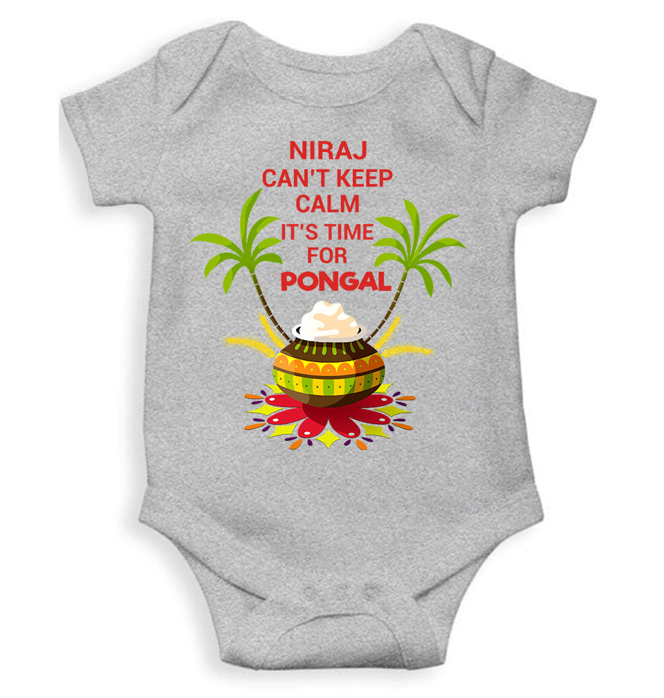 Custom Name Cant Keep Calm Its Time For Pongal Rompers for Baby Boy- KidsFashionVilla