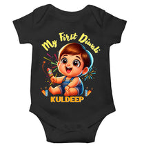 Load image into Gallery viewer, Custom Name My First Diwali Rompers for Baby Boy- KidsFashionVilla
