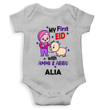 Load image into Gallery viewer, Custom Name My First Eid With Ammi And Abbu Rompers for Baby Girl- KidsFashionVilla

