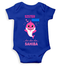 Load image into Gallery viewer, Custom Name Sister Shark Doo Doo Doo Rakhi Rompers for Baby Girl- KidsFashionVilla
