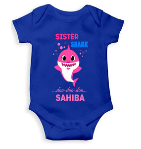 Custom Name Sister Shark Doo Doo Doo Rakhi Rompers for Baby Girl- KidsFashionVilla