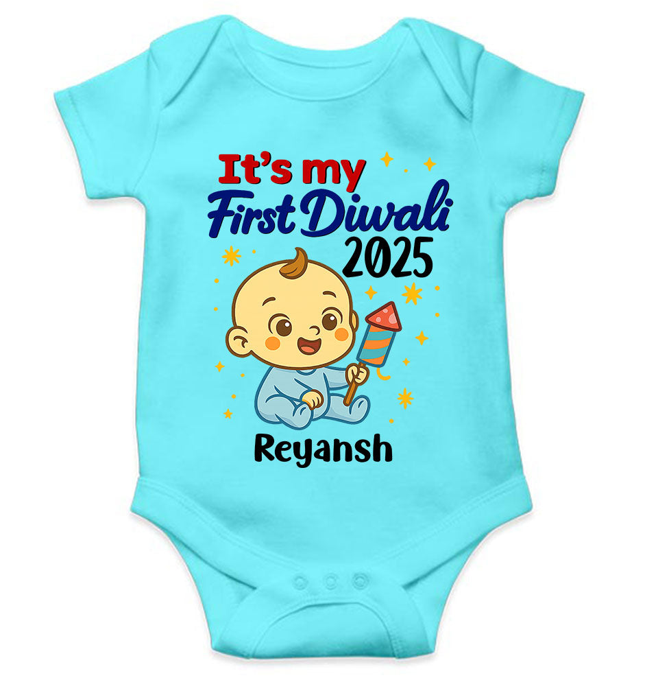 Custom Name It Is My First Diwali 2025 Rompers for Baby Boy- KidsFashionVilla