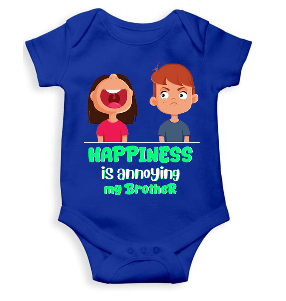 Happiness Is Annoying My Brother Raksha Bandhan Rompers for Baby Girl- KidsFashionVilla