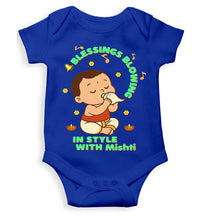 Load image into Gallery viewer, Custom Name Blessing Blowing In Style With Durga Puja Rompers for Baby Girl- KidsFashionVilla
