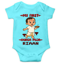 Load image into Gallery viewer, Custom Name First Durga Puja Rompers for Baby Boy- KidsFashionVilla
