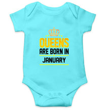 Load image into Gallery viewer, Queens Are Born In January Rompers for Baby Girl- KidsFashionVilla
