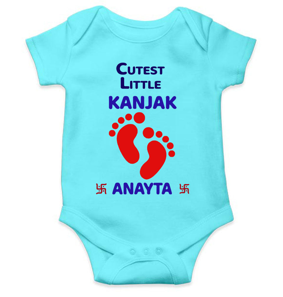 Custom Name Cutest Little Kanjak Navratri Rompers for Baby Girl- KidsFashionVilla