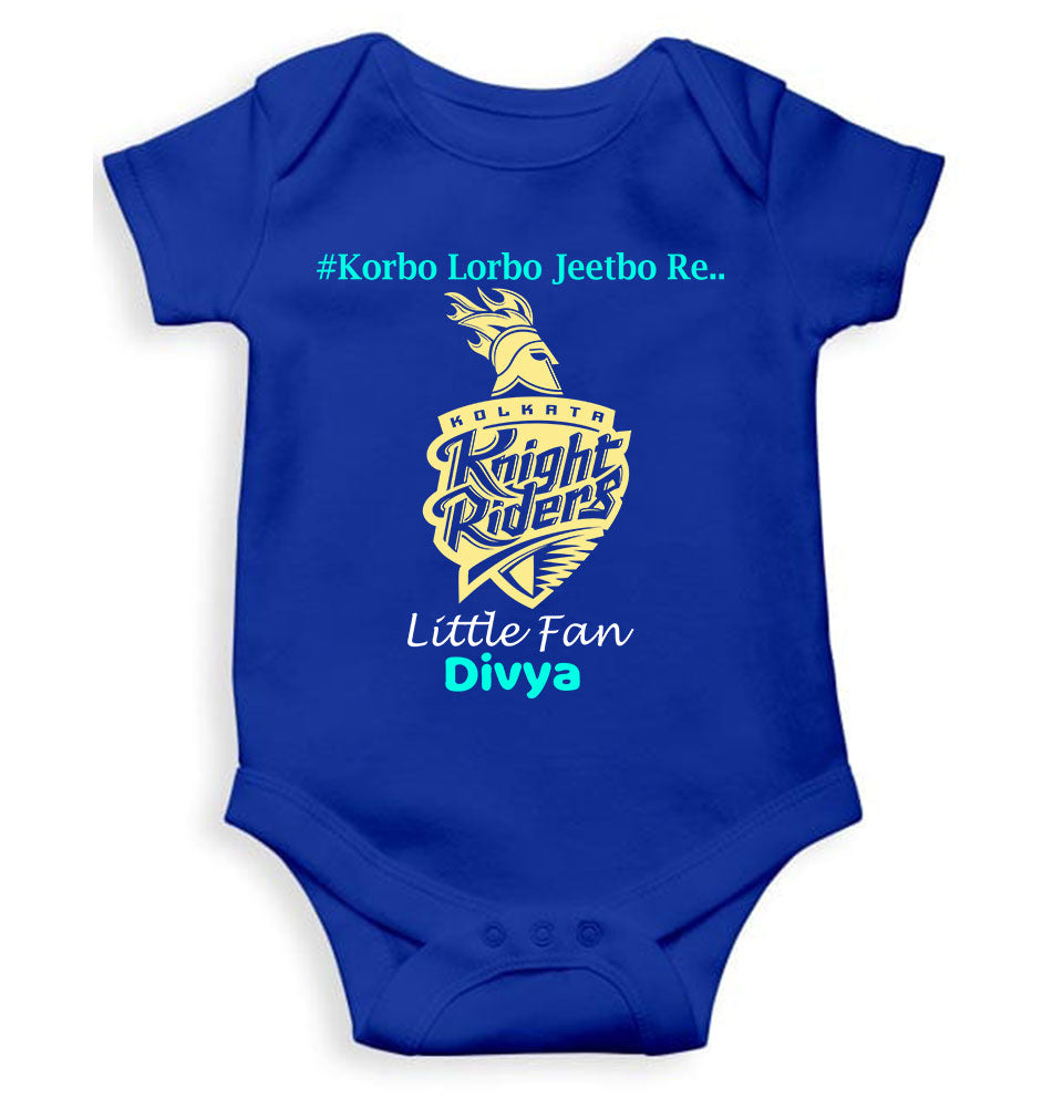 Custom Name IPL KKR Kolkata Knight Riders Korbo Lorbo Jeetbo Re Rompers for Baby Girl- KidsFashionVilla