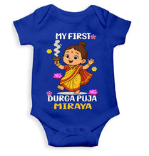 Load image into Gallery viewer, Custom Name My First Cute Durga Pooja Rompers for Baby Girl- KidsFashionVilla
