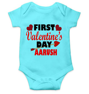 Custom Name First Valentine Rompers for Baby Boy- KidsFashionVilla