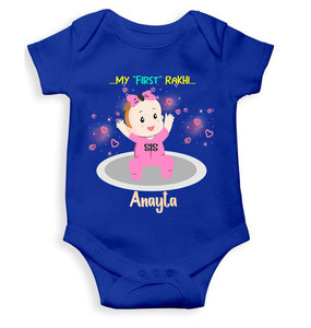 Custom Name My First Rakhi Dress Rompers for Baby Girl- KidsFashionVilla