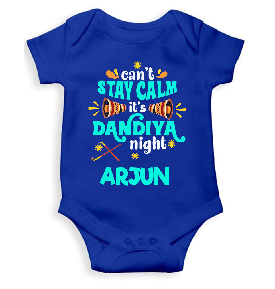Custom Name Cant Stay Calm It Is Dandiya Night Navratri Rompers for Baby Boy- KidsFashionVilla