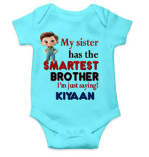 Load image into Gallery viewer, Custom Name My Sister Has The Smartest Brother Raksha Bandhan Rompers for Baby Boy- KidsFashionVilla
