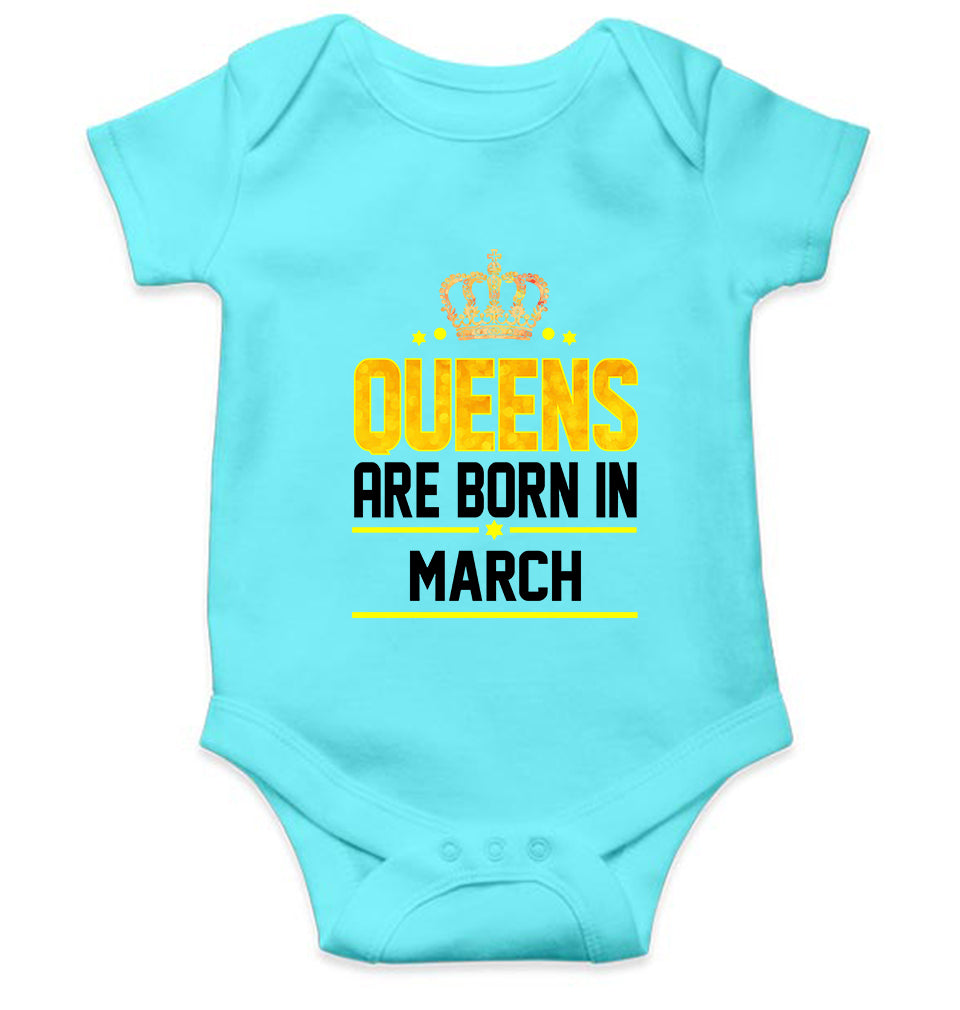 Queens Are Born In March Rompers for Baby Girl- KidsFashionVilla
