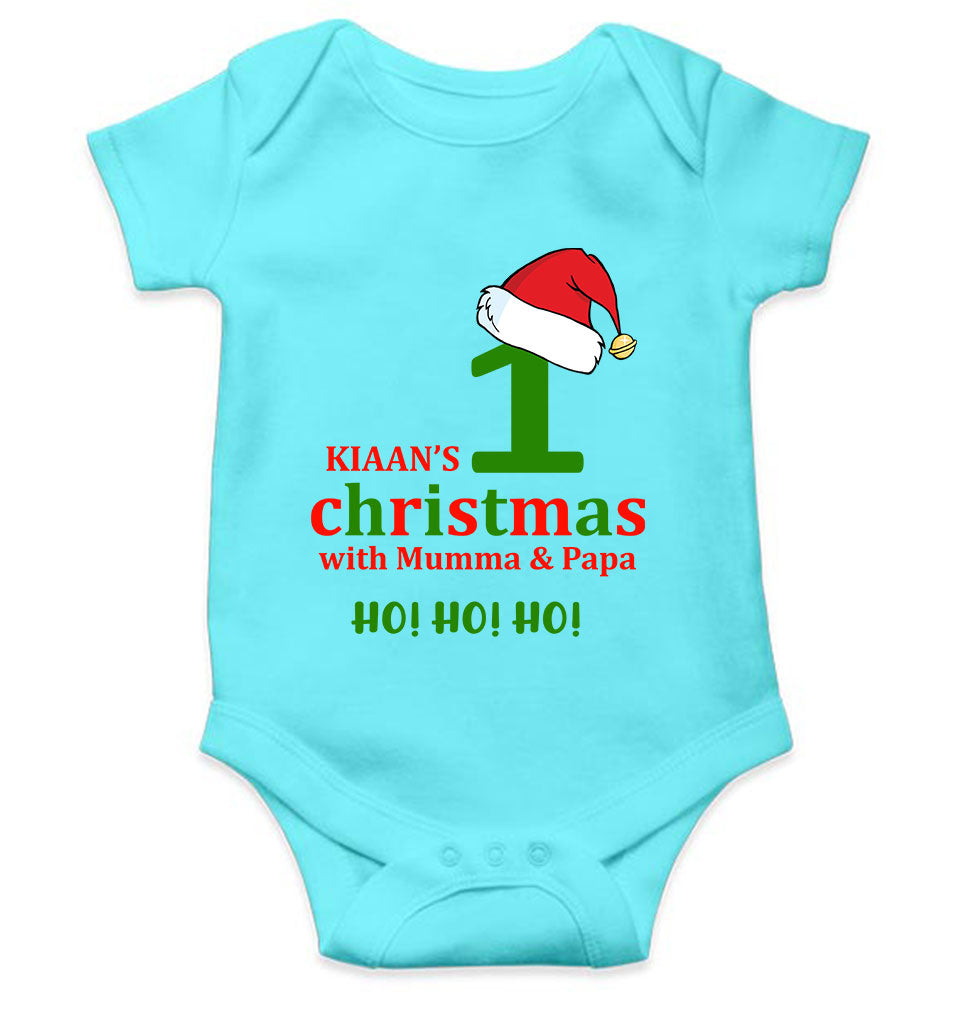Customized Name 1st Christmas With Mumma & Papa Rompers for Baby Boy- KidsFashionVilla
